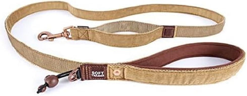 EzyDog Soft Trainer Dog Leash with Traffic Control Handle, Reflective Stitching for Nighttime Safety, 72”, Corduroy