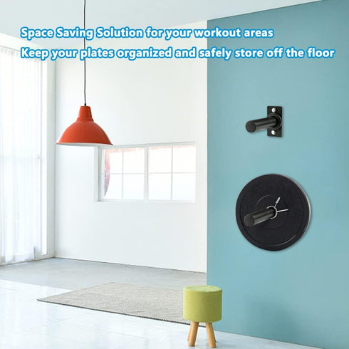 Wall Mounted Weight Plate Holder, Fits 2-inch Olympic Plates, Max Weight Capacity 300 lb, Mounting Hardware Included