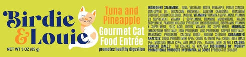 3 Oz (24 Birdie & Louie Tuna and Pineapple Wet Cat Food Gourmet Entrees, Flakes in Broth, Cans)
