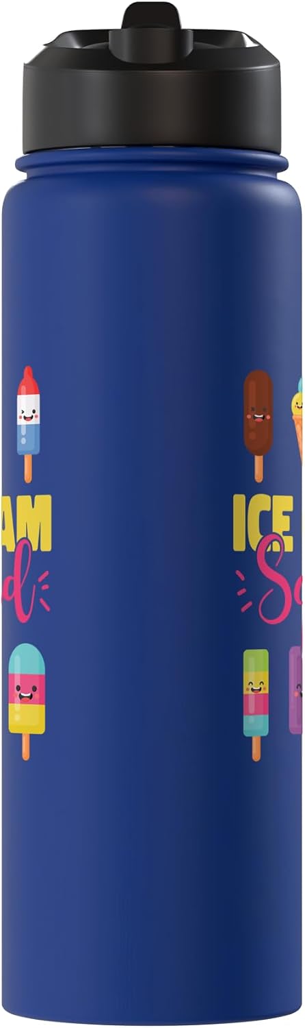 Cute Ice Cream Lover Boy Girl HS0 Ice Cream Team Cone Popsicle Ice Cream Squad Stainless Steel Insulated Water Bottle