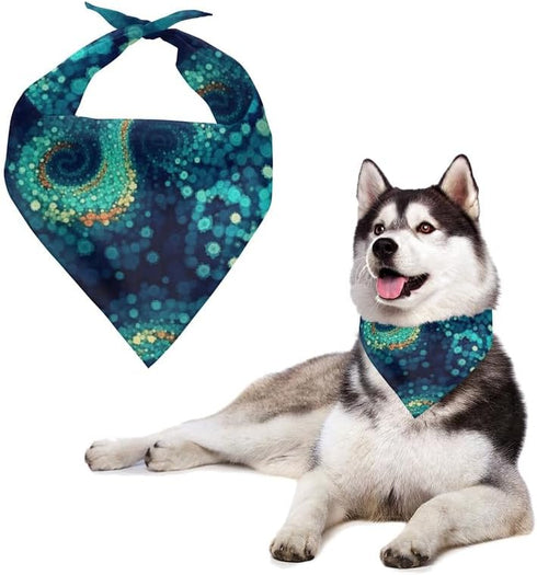 Neon Dog Scarf Clothing Accessories, Blue Swirl Adjustable Fit Dog Bandana for Costume Supply