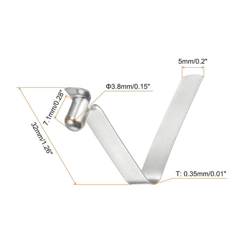 HARFINGTON 30pcs Snap Spring Clip for Kayak Paddle, 3.8x7.1x32mm, 65Mn Spring Steel, V-Shaped Hollow Lift Tube Clips