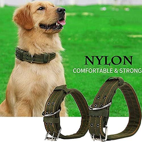 Buckle Dog Collar, 2 Wide Adjustable Nylon Military Tactical Collars, Heavy Duty