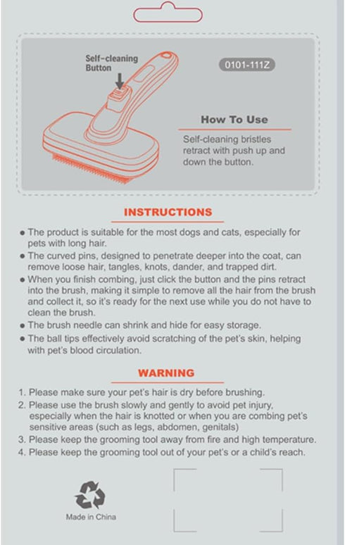 PET SELF-Cleaning Slicker Brush