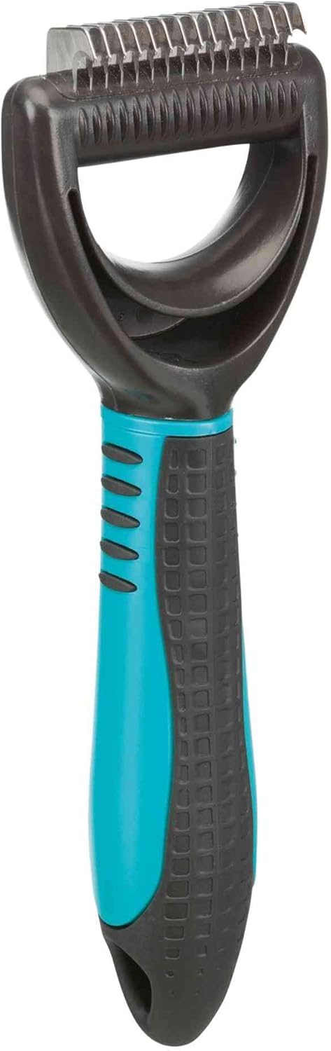 TRIXIE Pet Deshedding Undercoat Rake - For Cats and Dogs, Detangle and Thin 2" x 7" (5x18cm)