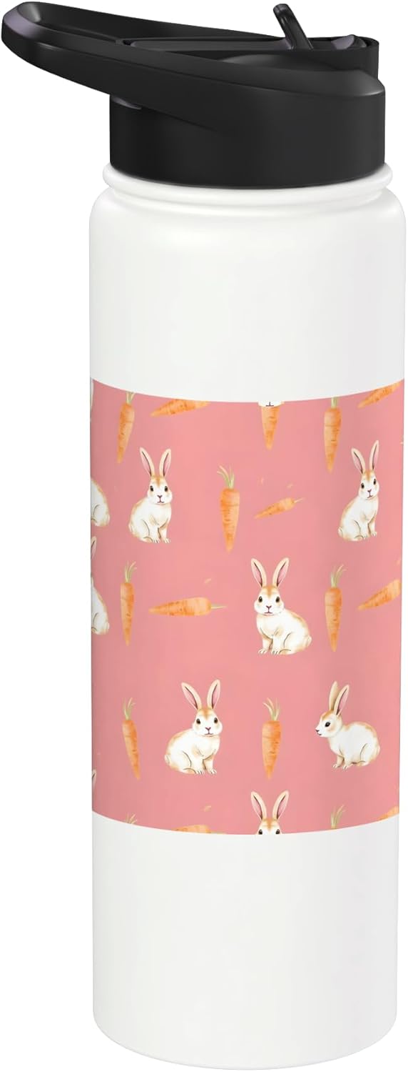 Patternado Studio Cute Bunny Carrot Soft Minimal Animal Spring Design Stainless Steel Insulated Water