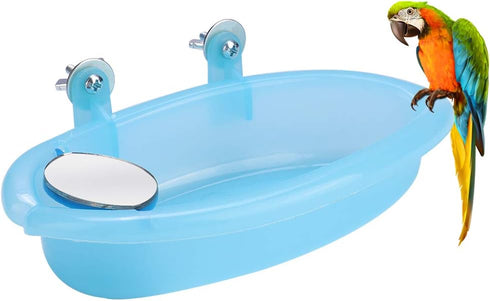 Pssopp Bird Bathtub, Hanging Bird Bath Cube Cute Pet Bird Bathing Box Bird Shower Bathtub Accessories with Mirror pet