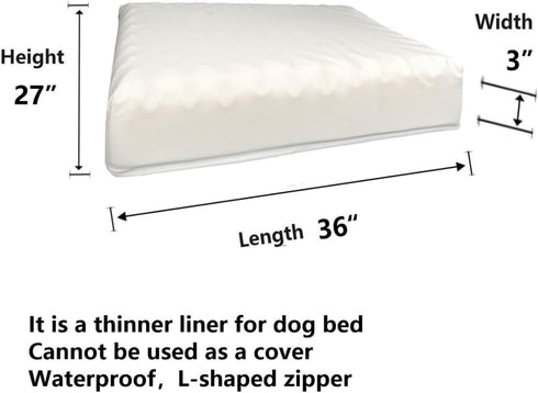 Dog Bed Waterproof Liner with Zipper, 36 x 27 Inch Replacement Liner Only