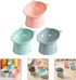 LIFKOME 3PCS Elevated Cat Bowls, Raised Plastic Tilted Pet Food Bowl for Flat-Faced Cats (Pink, Blue, Grey)