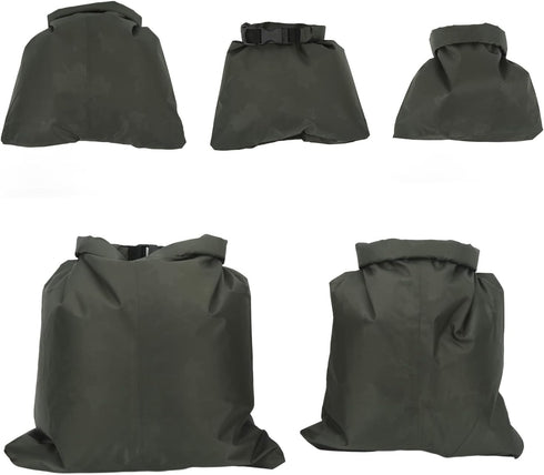 Topyond 5Pcs Dry Bag - Waterproof Dry Roll Top Sacks for Outdoor Storage, Kayaking, Camping, Boating - Army Green