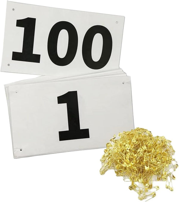 1-100 Running Race Bibs Large Numbers with Safety Pins for Marathon Race