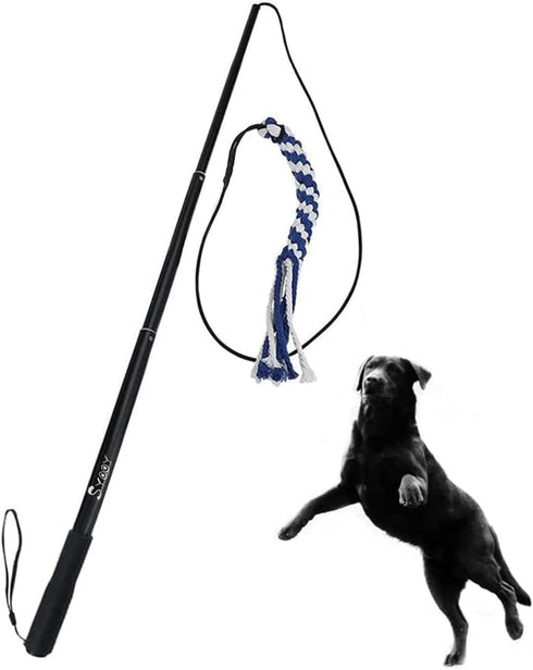 Flirt Pole for Dogs, Interactive Teaser Wand with Fleece Rope Toy for Chase and Tug of War