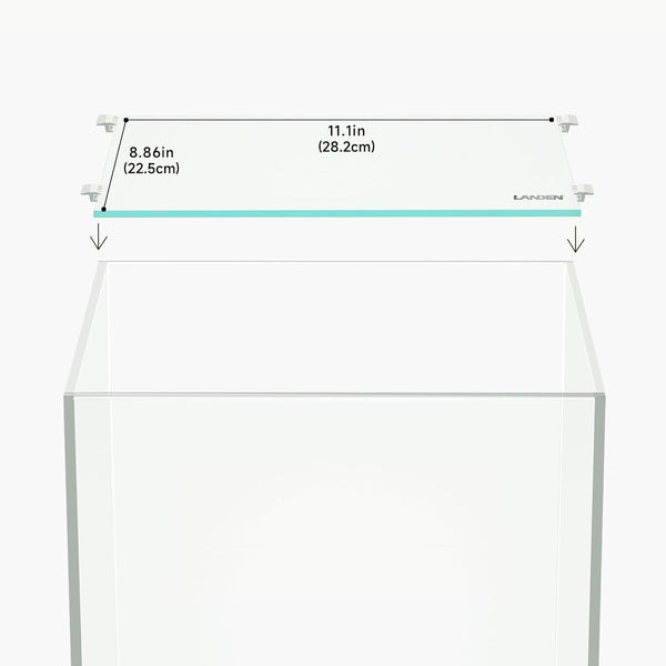 LANDEN 4mm Thick Clear Glass Aquarium Lid, 282 x 225mm (11.1x8.86 inches) with 4 Clips for Secure Placement