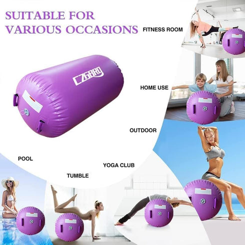 CZGBRO Gymnastics Barrel Air Roller with Pump, Inflatable Tumbling Equipment Air Mat Octagon Mat for Backhandspring