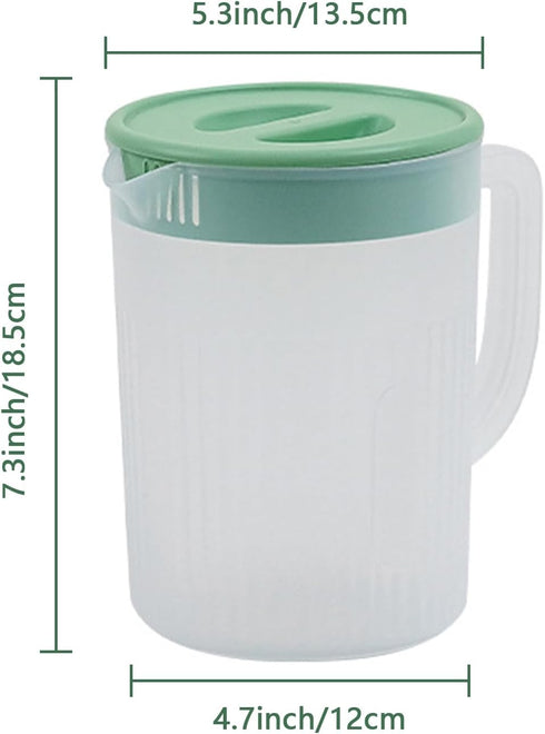 Toguma 2.2 Liter Plastic Water Pitcher Large-Capacity Household Water Jug with Lid, Beverage Container for Hot Cold Juice Tea (Transparent green)