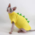 Dinosaur Design Sphynx Hairless Cat Clothes - L (6-8.8 lbs) | Cute Breathable Summer Cotton Shirts, Cat Costume