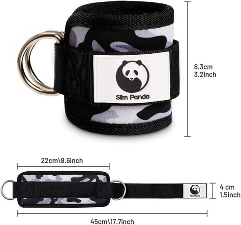 Slim Panda Ankle Strap for Cable Machine, Adjustable Ankle Cuff for Kickbacks, Glute Workouts, Leg Extensions