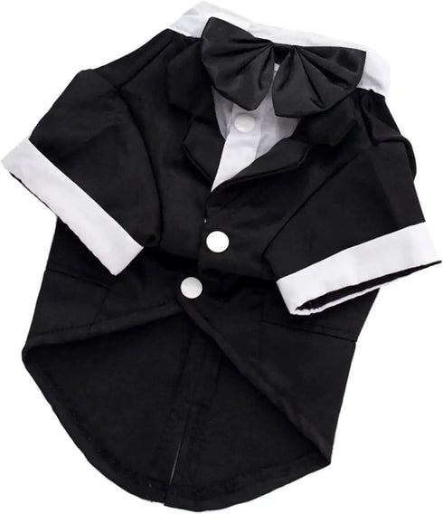 GabeFish Pets Wedding Jackets Suit for Dogs with Bow Tie, Black Tuxedo, Small