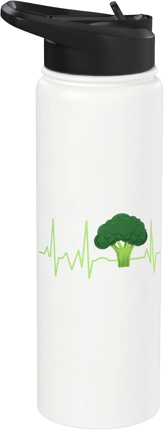 Hiking Lover Design Broccoli Heartbeat Broccoli Lover Gift Stainless Steel Insulated Water Bottle