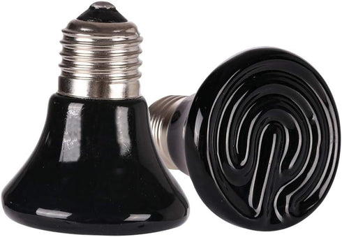 25W Ceramic Heat Emitter Bulbs, Reptile Heat Lamp for Terrariums, Coops, 2 Pack for Lizards, Dogs, Cats