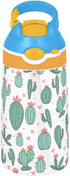 WEIYEKO 16.9 oz Green Flower Cactus Love Heart Kids Water Bottle with Straw Leakproof Travel School for Girls Boys