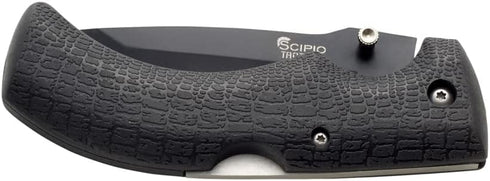 Scipio Folding Pocket Knife, Pocket Clip, Rubber Handle for Men and Women, Black