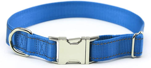 Reflective Dog Collar - Adjustable Safety Nylon with Metal Buckle, Heavy Duty Quick Release for Small Medium Large