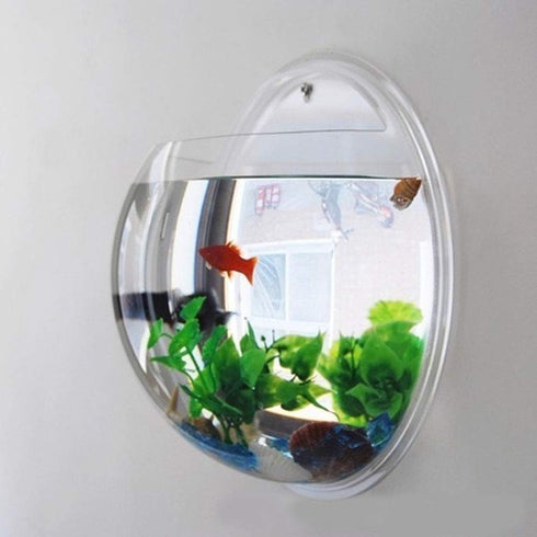 DAMEING Acrylic Round Wall Hanging Fish Tank, 15x15CM, Transparent Home Decoration Pot for Goldfish