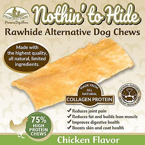 Fieldcrest Farms Premium Natural Rawhide Alternative Flip Chips for Dogs, 3 Pack Bundle (Chicken, Beef, Peanut Butter)