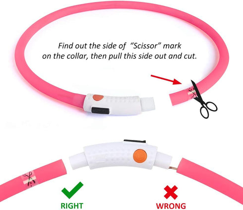 BSEEN Light Up Dog Collar, Silicone LED Rechargeable Glowing Puppy Collar, Pink