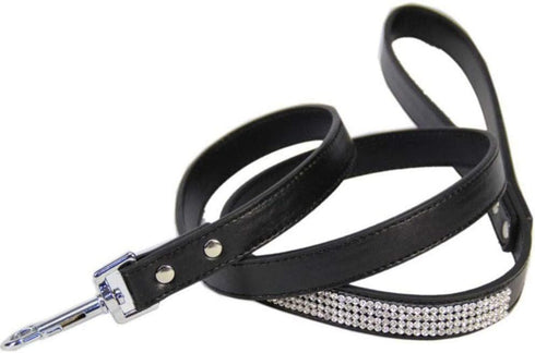 PU Leather Dog Leash for Small Dogs - Sparkly Studded Rhinestone Training Chain for Cats or Dogs