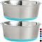 Gorilla Grip Stainless Steel Dog Bowl Set of 2, Heavy Duty Feeding Dishes, Rubber Base, BPA Free, Turquoise, 4 Cups