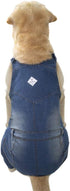 Classic Dog Jeans Overall for Medium Large Dogs, Pet Denim Jumpsuit Onesies Clothes Costumes, Blue Vintage Washed