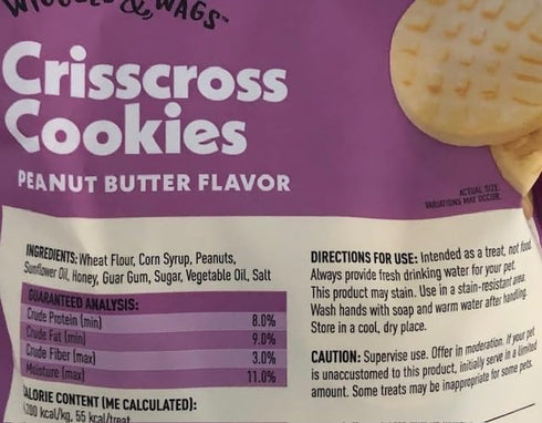 Wiggles & Wags 1-14oz (396 Crisscross Cookies Peanut Butter Flavor Dog Treats Crunchy. g) Bag/Plus Biggs Dog Waste