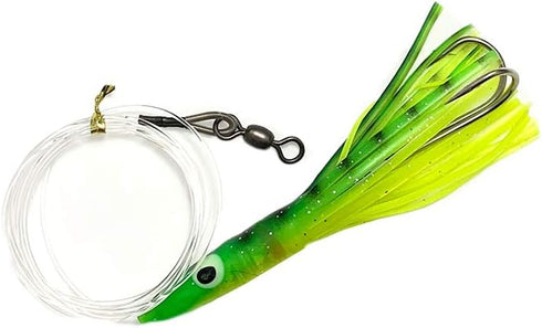 Arcadia Tackle Associated Manufacturer 4.5" 6 Tuna Clone Rigs, Pcs Yellow/Green for Offshore Trolling, Ideal for Tuna