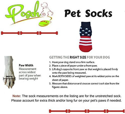 Posch Anti-Slip Knit Socks for Pets - Traction Soles for Indoor Wear, Slip On Paw Protectors for Small Dogs, M