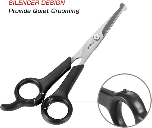 Professional Pet Grooming Scissors with Round Tip, Stainless Steel Dog Eye Cutter, Size 6.70" x 2.6" x 0.43" by Chibuy