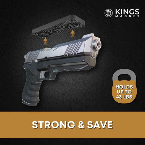 Gun Holder, Rubber Coated Magnetic Concealment Mount for Pistols, Rifles, and Shotguns for Hidden Storage