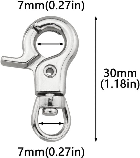 Snap Hook DGHAOP, 4pcs Zinc Alloy 30mm Key Chain Snap Hook for Pets Cage Hook, Silver Tone