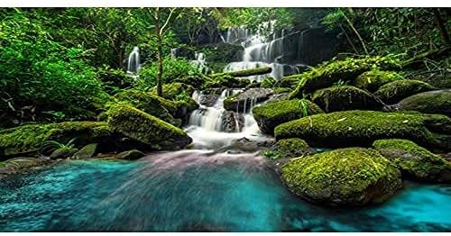 AWERT 36x18 inches Waterfall Tropical Rainforest Terrarium Background | Durable Polyester Mountain Lake Reptile Habitat