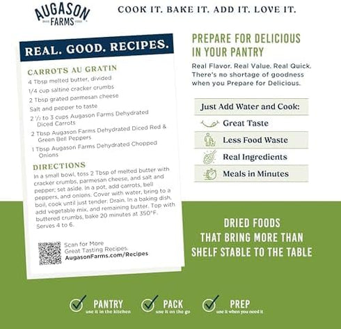 216 25 Augason Farms Dehydrated Diced Carrots Emergency Food Supply, Servings, Year Shelf Life, Great for Cooking