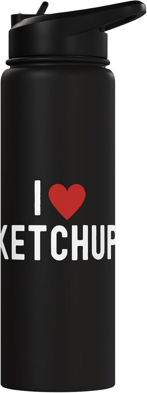 Ketchup Costume Kids I Wonder If Ketchup Loves Me I Love Ketchup Tshirt Youth Funny ketchup condiment Stainless Steel