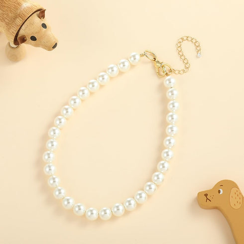 Madison Tyler Dog Pearl Necklace, Durable Cute Fashion Pet Collar for Dogs, Light Pearl Jewelry 19 inches