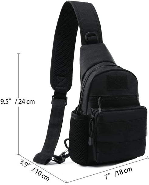 NuCamper Tactical Sling Bag Pack, Military Molle EDC Rover Shoulder Sling Backpack for Men, Black
