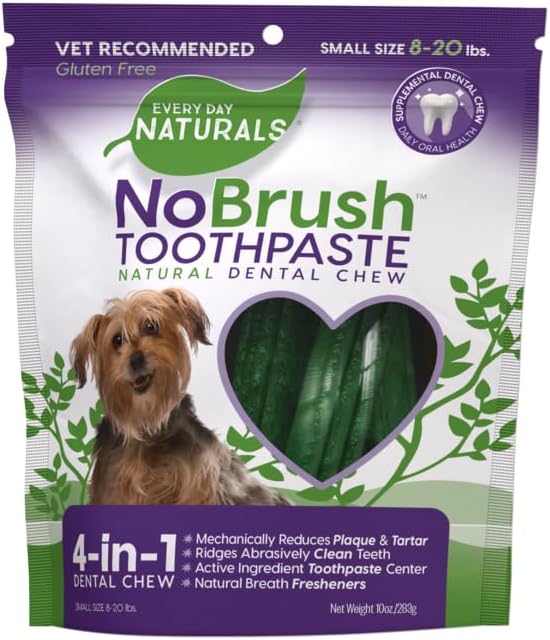 Every Day Naturals Dog Dental Chew, No Brush Toothpaste for Small Breeds,