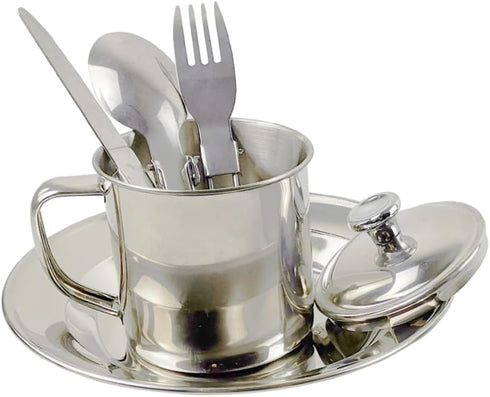 Set 1-2 Luxshiny Stainless Steel Camping Cookware Portable Person Mess Kit Outdoor Hiking Tableware Picnic Cooking