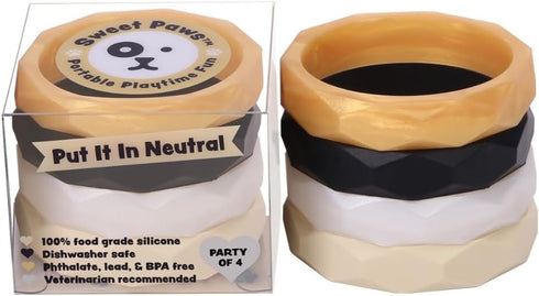 4 Pack, 0-6 Puppy Teething Rings - Bracelet Food Grade Silicone Chew Toys for Small Dogs-Medium Dog, Puppy Nipping