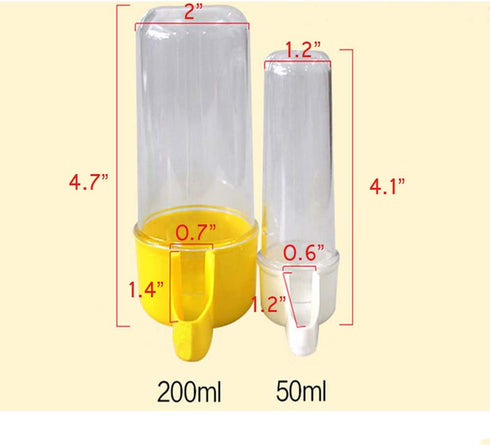 SEIS 3 Pack Bird Water Dispenser with Spoon, Small Animal Foods Bowl, Parrot Drinking Fountain, 200ML Automatic Feeder