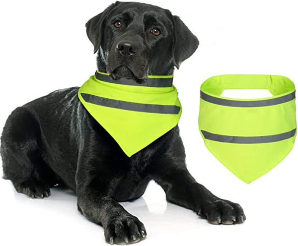 Set of 2 Dog Bandana Reflective Scarf Safety Pet Hunting Bandana, Green, L by Encell