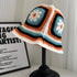 Handmade Crochet Knitted Bucket Hat Summer Floral Beanies Cap (Orange)